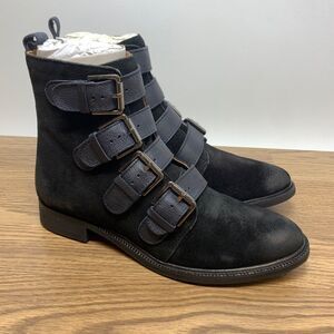 Band of the Free Women’s Hawthorne Suede Buckle Moto Boot Black Size 11